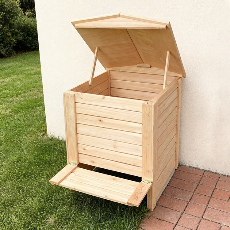 Outdoor Compost Bin Fir Wood 31×31×31″