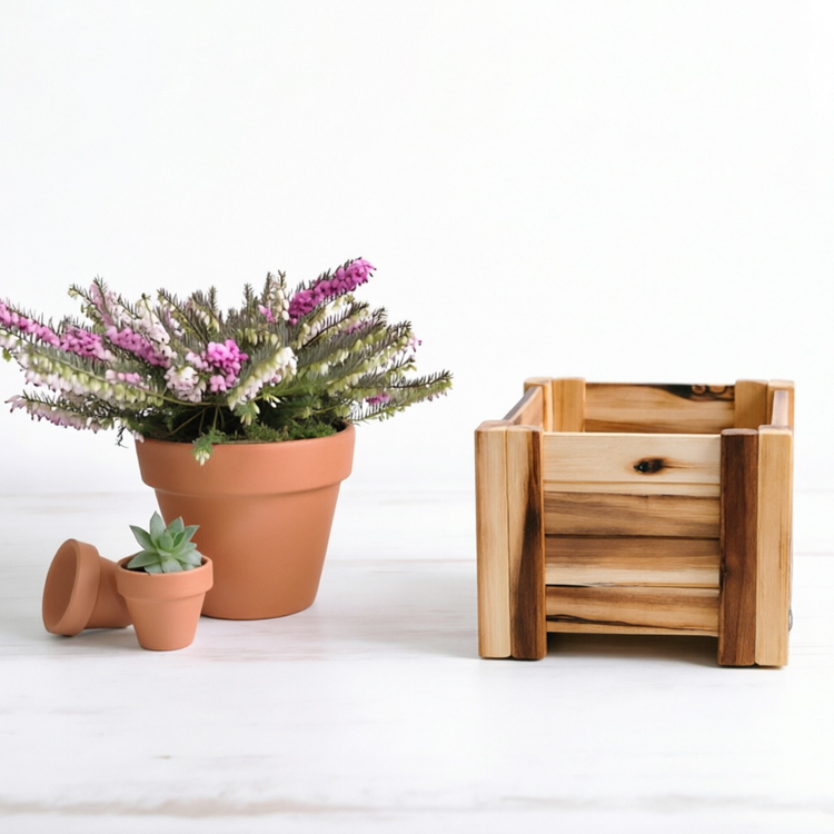 Outdoor Rectangle Planter Box Fir Wood 13.25×7×6.25 inch - Image 3