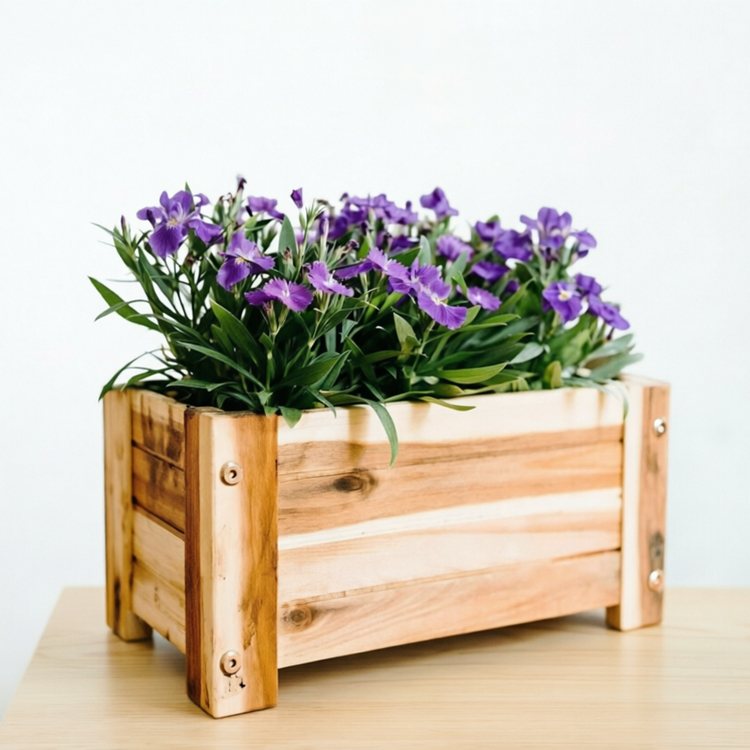 Outdoor Rectangle Planter Box Fir Wood 13.25×7×6.25 inch