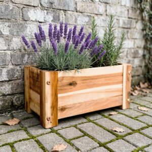 Outdoor Rectangle Planter Box Fir Wood 13.25×7×6.25 inch