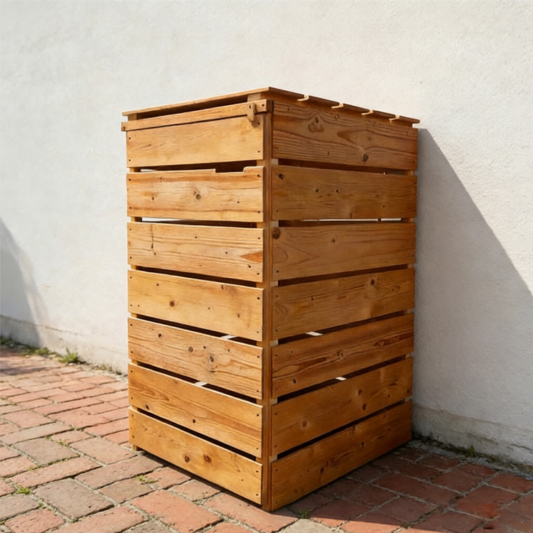 Premium Slatted Wooden Outdoor Utility and Bin Storage Shed