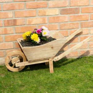 Wheelbarrow Flower Planter Fir Wood 37×97×40cm