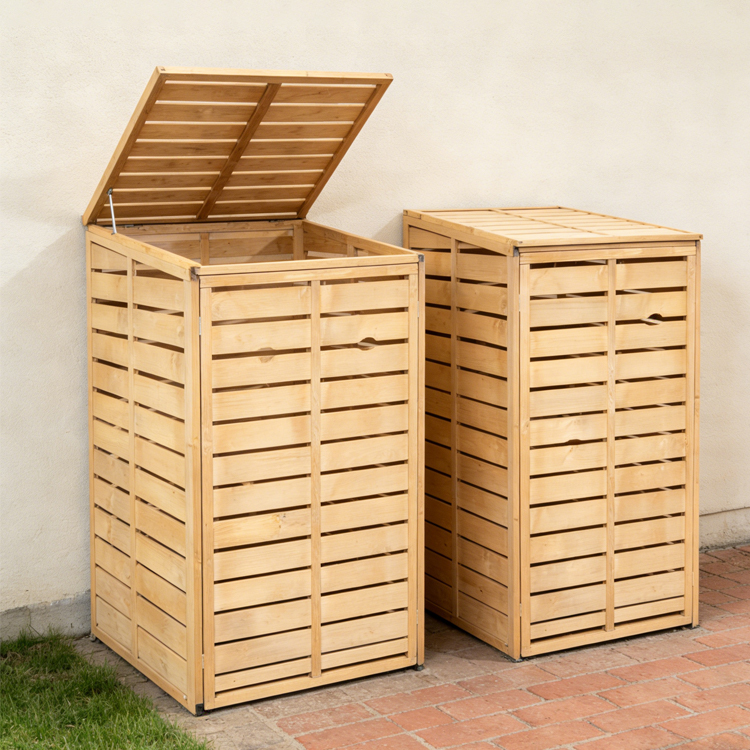 Wood Garbage Can Storage Shed 72×85×130cm - Image 2