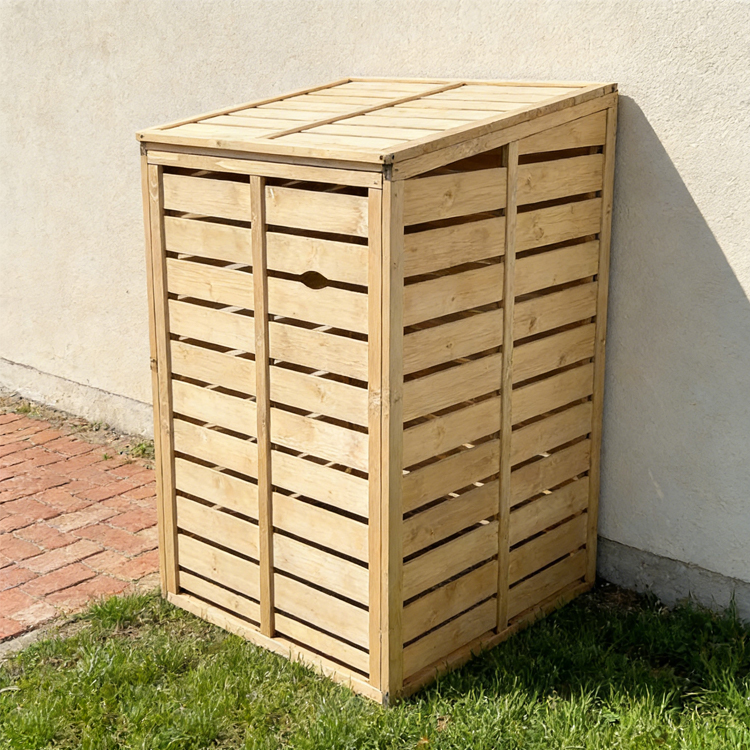 Wood Garbage Can Storage Shed 72×85×130cm