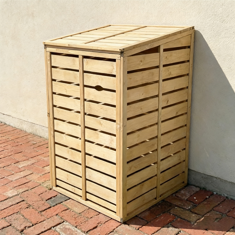 Wood Garbage Can Storage Shed 72×85×130cm