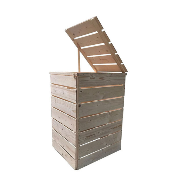 Wooden Outdoor Trash Bin with Rocking Lid