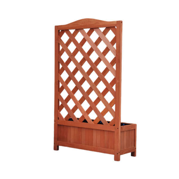 ​​Wooden Raised Planter Box with Trellis​​