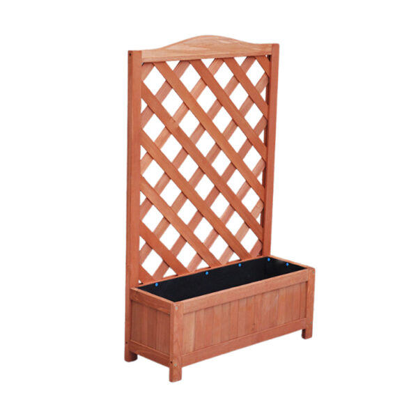 ​​Wooden Raised Planter Box with Trellis​​