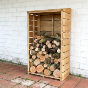 Abri à Bûches Compact en Bois avec Toit en Appentis